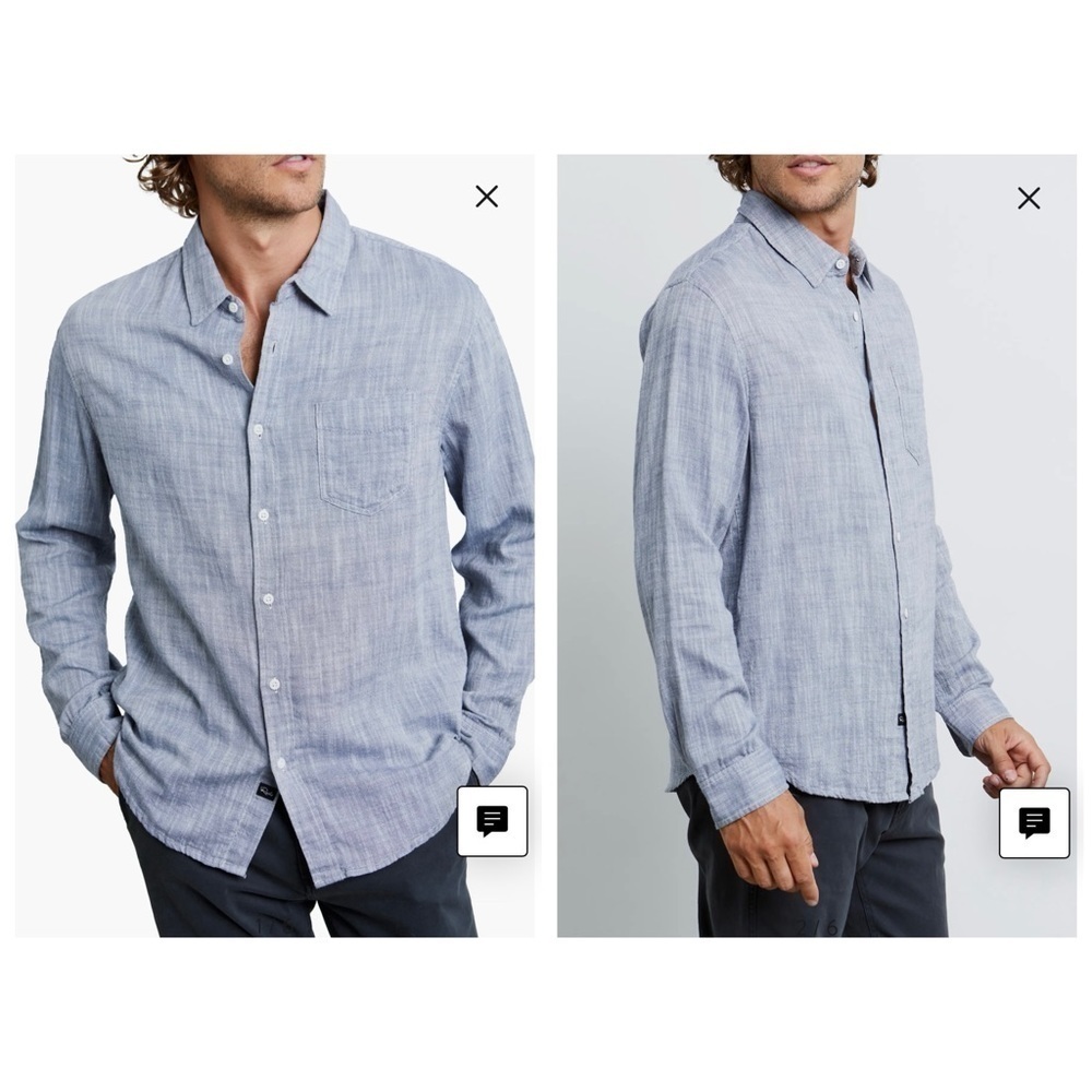 Rails Men's Wyatt 100% Cotton Button-Down Long Sleeve Shirt Chambray Navy Sz XXL